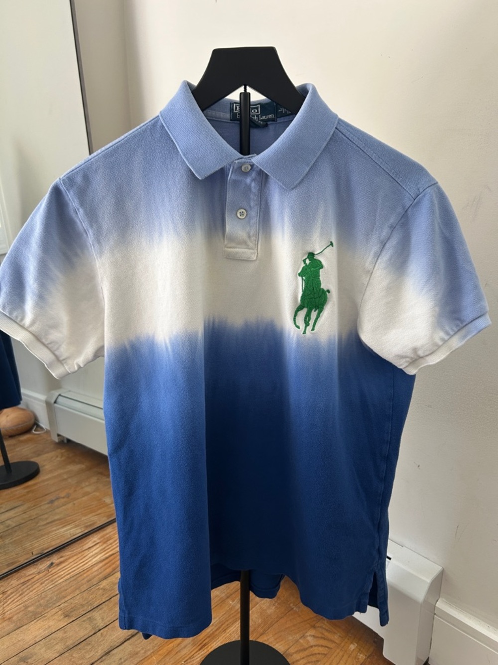Polo by Ralph Lauren Blue Tie Dye Polo with Green Pony
